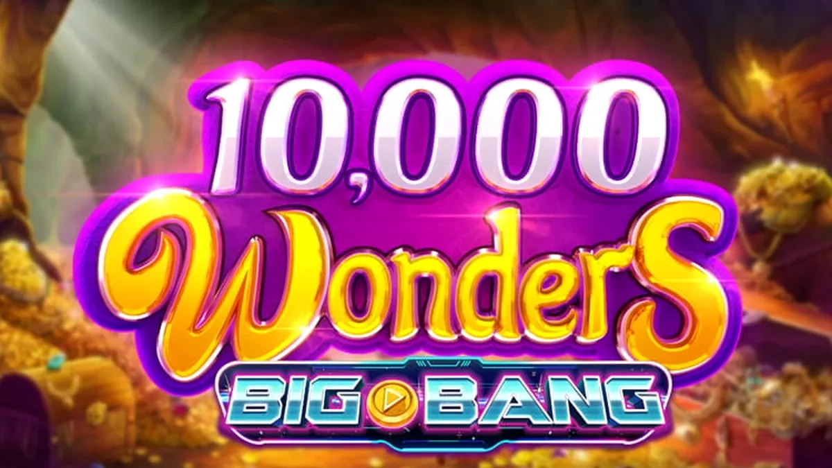 Tampilan visual slot 10,000 Wonders Big Bang dengan desain enam gulungan yang memukau