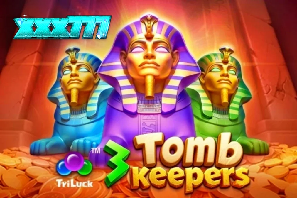 Tampilan visual slot 3 Tomb Keepers dengan tema Mesir kuno dan patung Firaun.